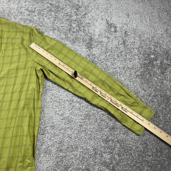 Eddie Bauer Button Down Shirt Mens Large Tall Plaid Cotton long Sleeve Green - Picture 12 of 13
